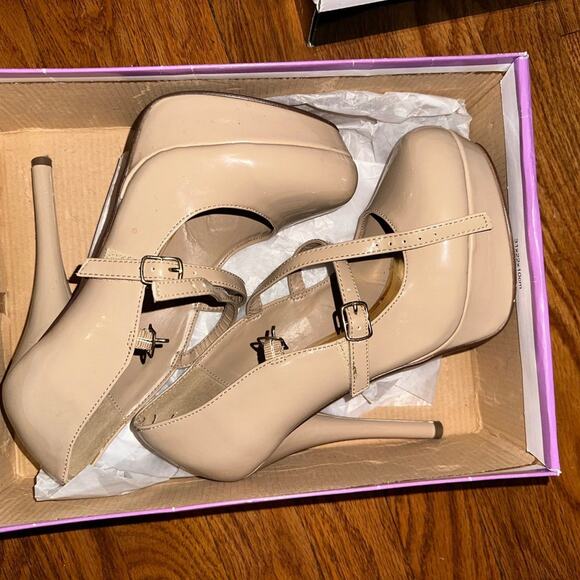 Beige Babydoll Platform Heels - Picture 1 of 6